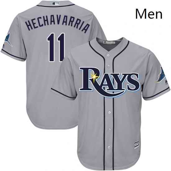 Mens Majestic Tampa Bay Rays 11 Adeiny Hechavarria Replica Grey Road Cool Base MLB Jersey
